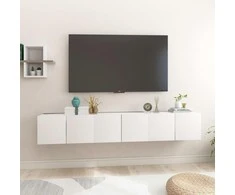TV staliukas Pakabinamos televizoriaus spintelės, 3vnt., baltos, 60x30x30cm
