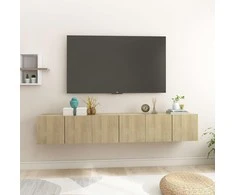 TV staliukas Pakabinamos televizoriaus spintelės, 3vnt., ąžuolo, 60x30x30cm