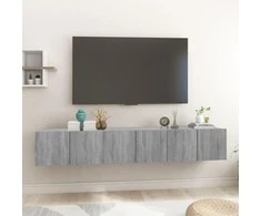 TV staliukas Pakabinamos TV spintelės, 3vnt., pilkos, 60x30x30cm, mediena
