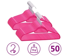 Pakabų rinkinys, 50vnt., rožinės spalvos, neslystantis aksomas