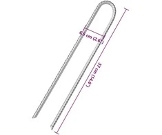 Palapinės kaiščiai, 12vnt., 37cm, skersmuo 10mm, U forma