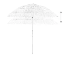 Paplūdimio skėtis, baltos spalvos, 240cm, havajietiško dizaino