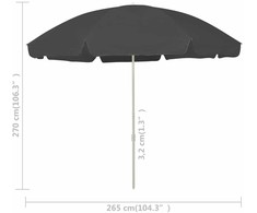 Paplūdimio skėtis nuo saulės, antracito spalvos, 300cm