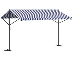 Pastatoma stoginė, mėlyna/balta, 400x300cm, audinys/plienas