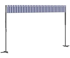 Pastatoma stoginė, mėlyna/balta, 500x300cm, audinys/plienas