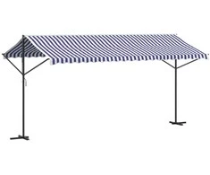 Pastatoma stoginė, mėlyna/balta, 500x300cm, audinys/plienas