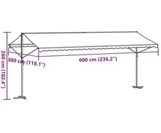Pastatoma stoginė, mėlyna/balta, 600x300cm, audinys/plienas