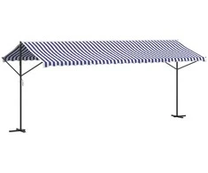 Pastatoma stoginė, mėlyna/balta, 600x300cm, audinys/plienas