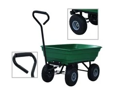 Paverčiamas rankinis sodo vežimėlis, žalios spalvos, 300kg, 75l