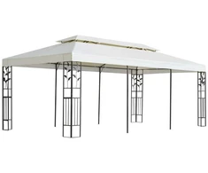 Pavėsinė su dvigubu stogu, baltos spalvos, 6x3m, plienas