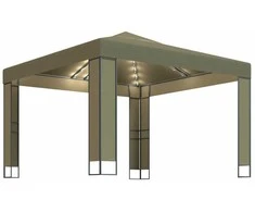 Pavėsinė su dvigubu stogu ir lemputėmis LED, taupe, 3x3x2,7m