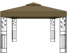 Pavėsinė su dvigubu stogu ir lemputėmis LED, taupe, 3x4m
