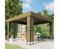 Pavėsinė su dvigubu stogu, taupe spalvos, 3x3x2,7m, 180g/m²