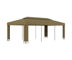 Pavėsinė su dvigubu stogu, taupe spalvos, 3x6m, 180g/m²
