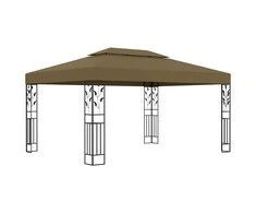 Pavėsinė su dvigubu stogu, taupe spalvos, 3x4m, 180g/m²