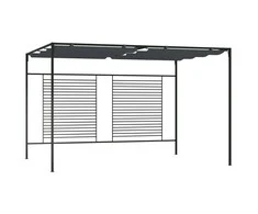 Pavėsinė su įtraukiamu stogu, antracito, 4x3x2,3m, 180g/m²