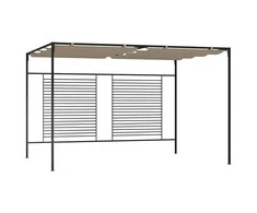 Pavėsinė su įtraukiamu stogu, taupe spalvos, 3x4x2,3m, 180g/m²