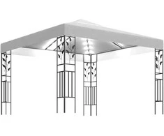 Pavėsinė su lempučių girliandomis LED, balta, 3x3m, 180g/m²