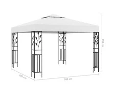 Pavėsinė su lempučių girliandomis LED, balta, 3x3m, 180g/m²