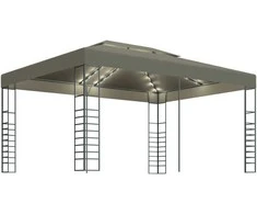 Pavėsinė su lempučių girliandomis LED, taupe, 3x4m, 180g/m²