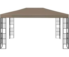 Pavėsinė su lempučių girliandomis LED, taupe, 4x3m