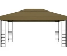 Pavėsinė su lempučių girliandomis LED, taupe, 3x4m, 180g/m²