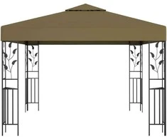 Pavėsinė su lempučių girliandomis LED, taupe, 3x3m, 180g/m²