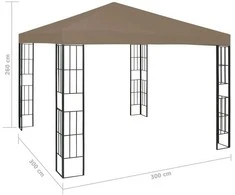 Pavėsinė su lempučių girliandomis LED, taupe, 3x3m