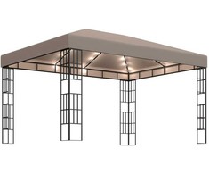 Pavėsinė su lempučių girliandomis LED, taupe, 4x3m