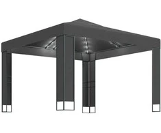Pavėsinė su lemputėmis ir dvigubu stogu LED, antracito, 3x3m