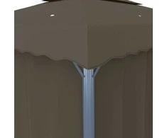 Pavėsinė su lemputėmis ir užuolaidomis LED, taupe, 4x3m