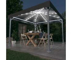 Pavėsinė su lemputėmis LED, antracito, 300x300cm