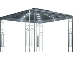Pavėsinė su lemputėmis LED, antracito, 3x3 m