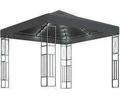 Pavėsinė su lemputėmis LED, antracito, 3x3 m