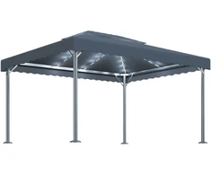 Pavėsinė su lemputėmis LED, antracito, 400x300cm