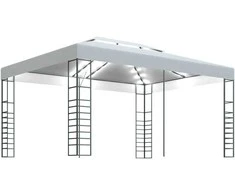 Pavėsinė su lemputėmis LED, baltos spalvos, 4x3x2,7m