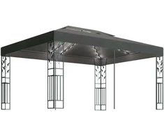 Pavėsinė su lemputėmis LED ir dvigubu stogu, antracito, 3x4m