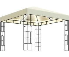 Pavėsinė su lemputėmis LED, kreminė, 3x3m