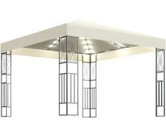 Pavėsinė su lemputėmis LED, kreminė, 3x3m