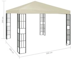 Pavėsinė su lemputėmis LED, kreminė, 3x3m