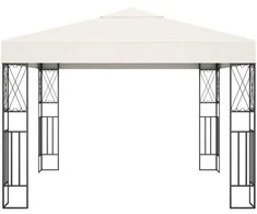 Pavėsinė su lemputėmis LED, kreminė, 3x3m