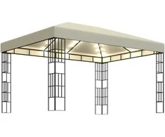 Pavėsinė su lemputėmis LED, kreminė, 3x4m