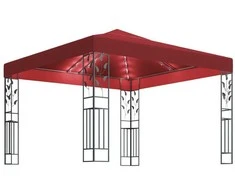 Pavėsinė su lemputėmis LED, vyno raudona, 3x3 m