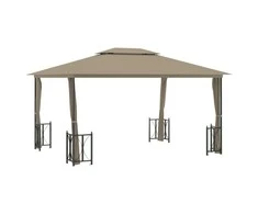 Pavėsinė su šoninėmis sienomis ir stogu, taupe spalvos, 3x4m