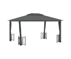 Pavėsinė su šoninėmis sienomis ir stogu, antracito, 3x4m