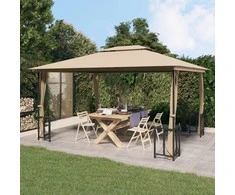 Pavėsinė su šoninėmis sienomis ir stogu, taupe spalvos, 3x4m
