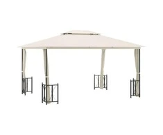 Pavėsinė su šoninėmis sienomis ir stogu, kreminė, 3x4m