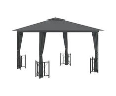 Pavėsinė su šoninėmis sienomis ir stogu, antracito, 3x3m