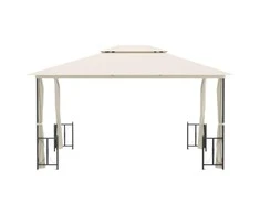 Pavėsinė su šoninėmis sienomis ir stogu, kreminė, 3x4m