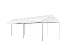 Pavėsinė su stogu, balta, 11,15x2,28x2,69m, polietilenas